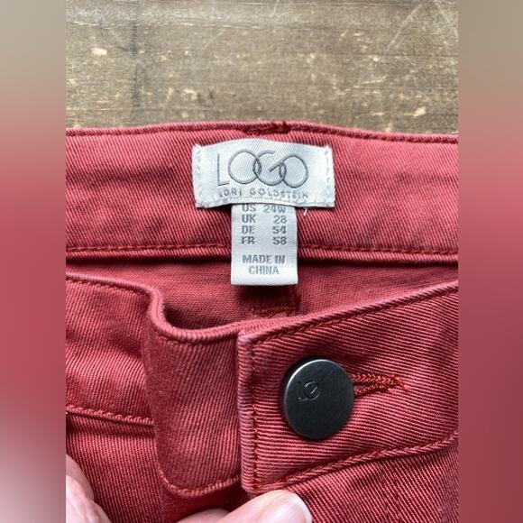 LOGO By Lori Goldstein Cottagecore Stretch Twill Ankle Pants W/Lace Detail 24W - Picture 6 of 9